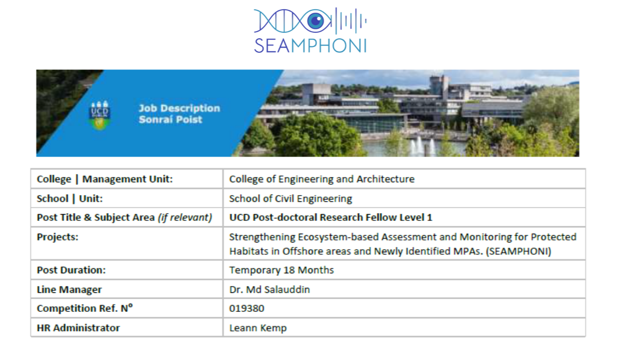 University College Dublin Recruits Postdoctoral Researcher for SEAMPHONI Project